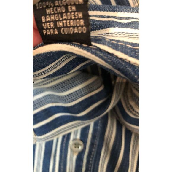 Wrangler Hero blue and white striped button down long sleeves - Picture 5 of 8